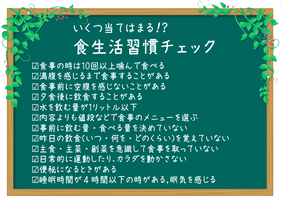 くびれ専門 ボディバランススタジオ COMFY 簡単チェック!おデブ食習慣