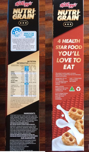 オーストラリア シリアル 英語の食品表示