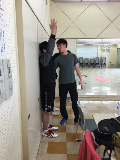 フェンシングトレーニング in 長野 上半身の柔軟性チェック