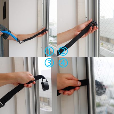 サーフィン チューブトレーニングセット 丈夫な窓への取り付け例