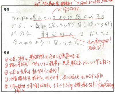 ハンドボール 約1.6kg増量
